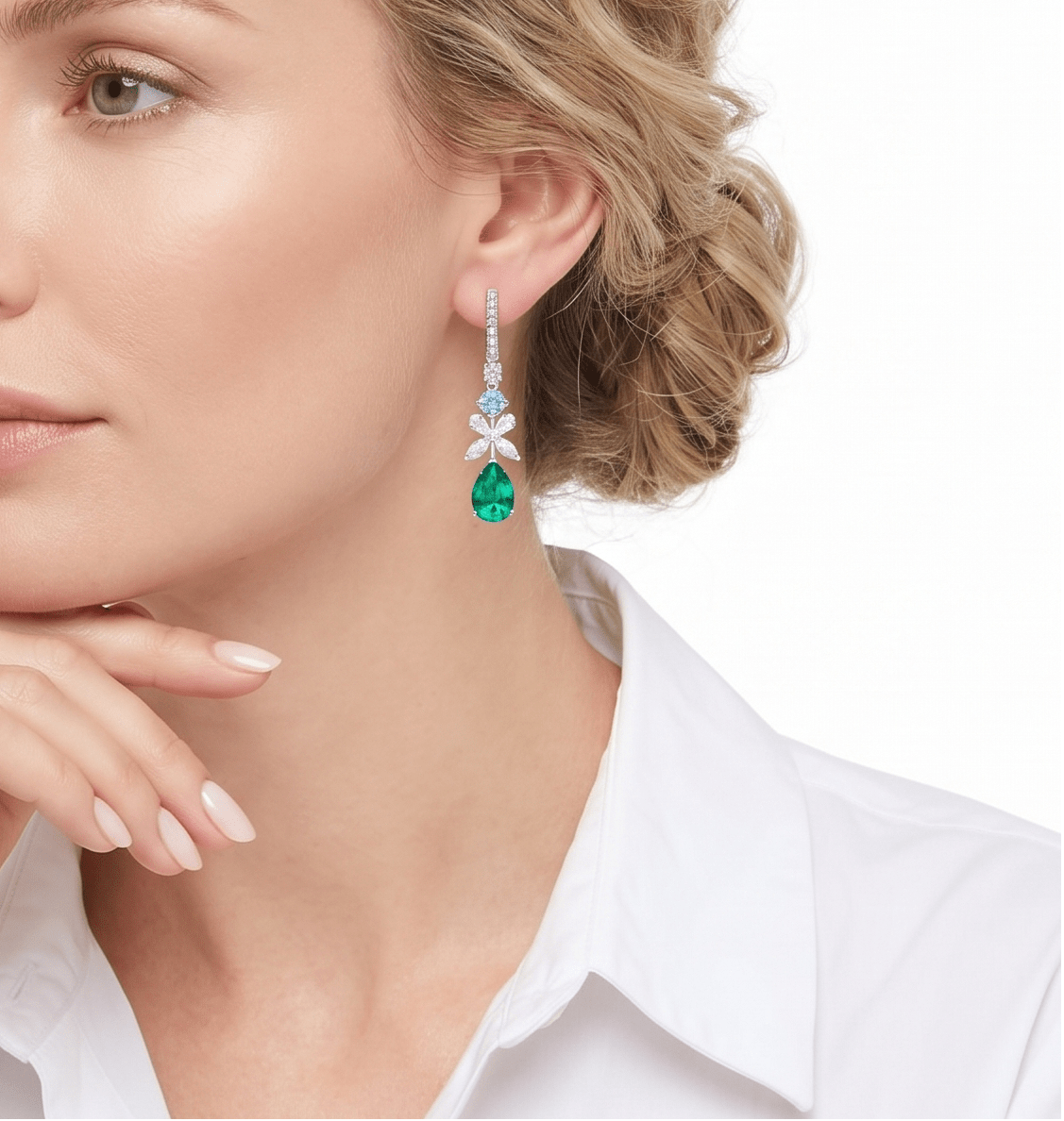 Emerald Cascade Harmony Drop Earrings - Gem Vivi