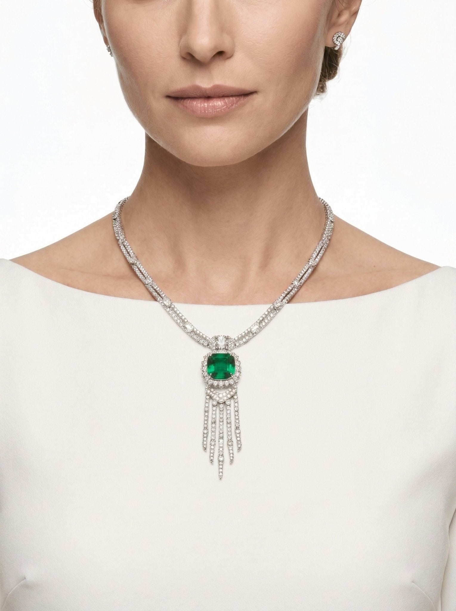 Emerald Cascade Statement Necklace - Gem Vivi