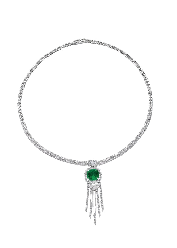 Emerald Cascade Statement Necklace - Gem Vivi