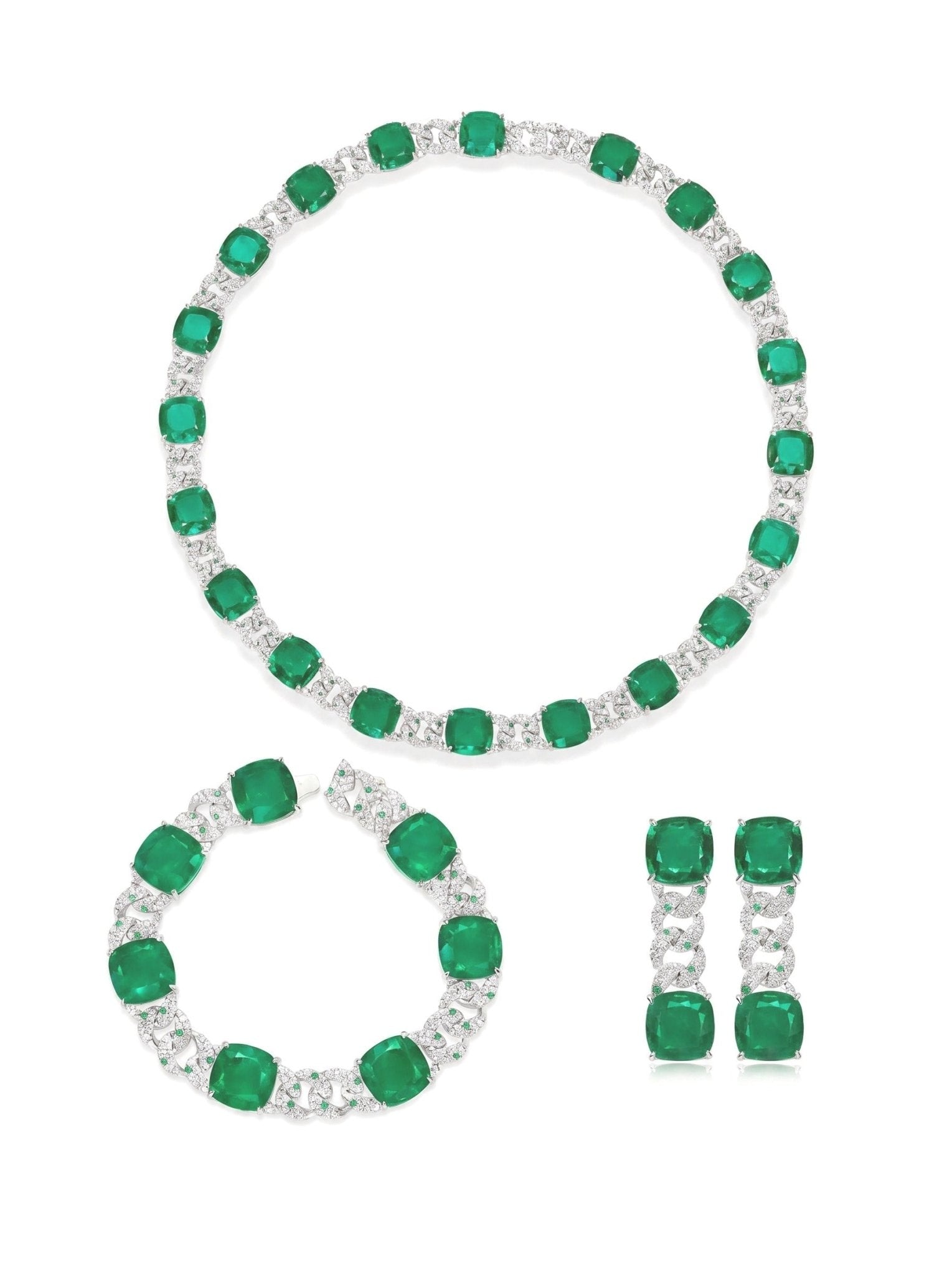Emerald Chain Link Necklace - Gem Vivi