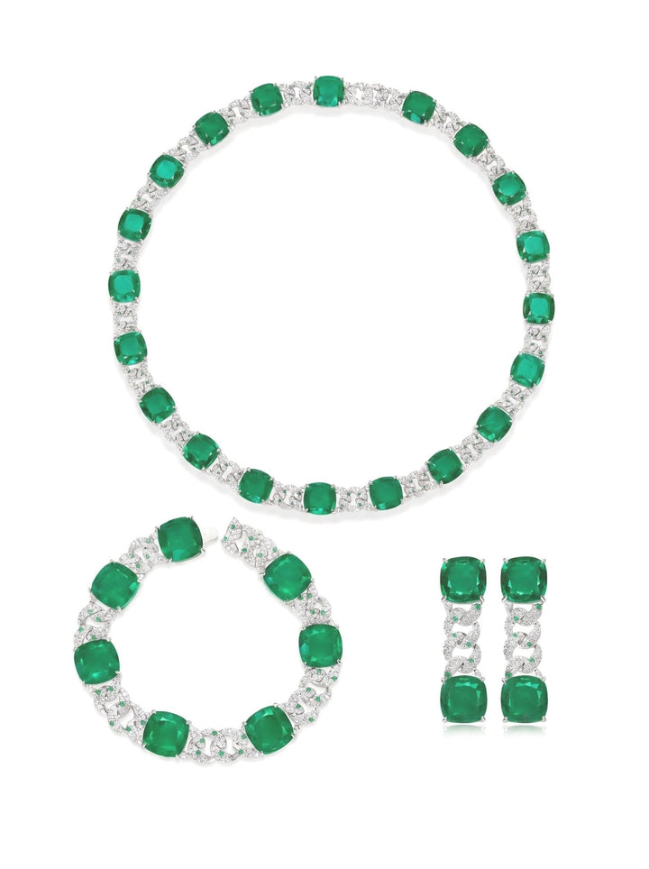 Emerald Chain Link Necklace - Gem Vivi