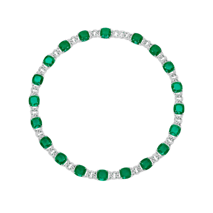 Emerald Chain Link Necklace - Gem Vivi