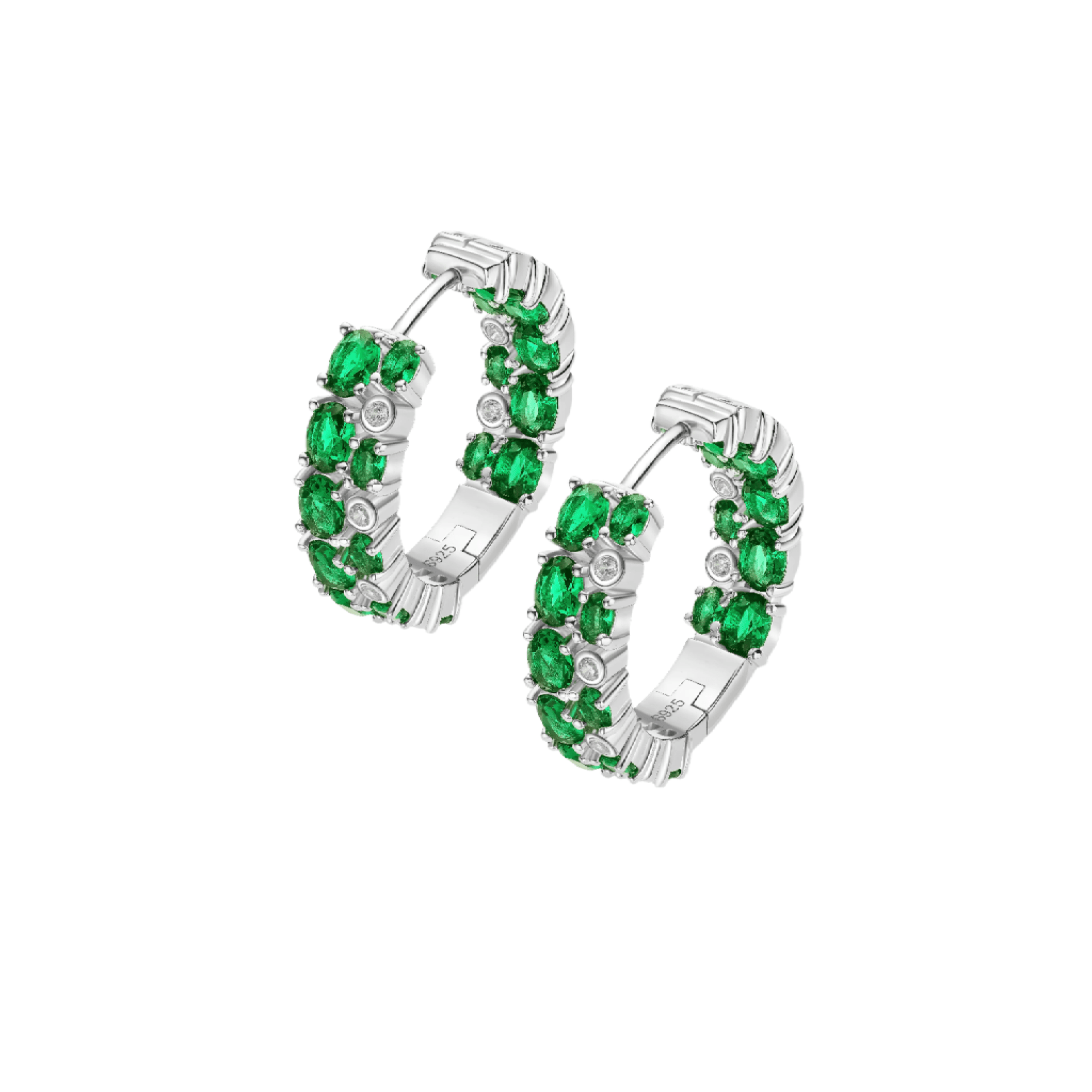 Emerald Cluster Hoop Earrings - Gem Vivi