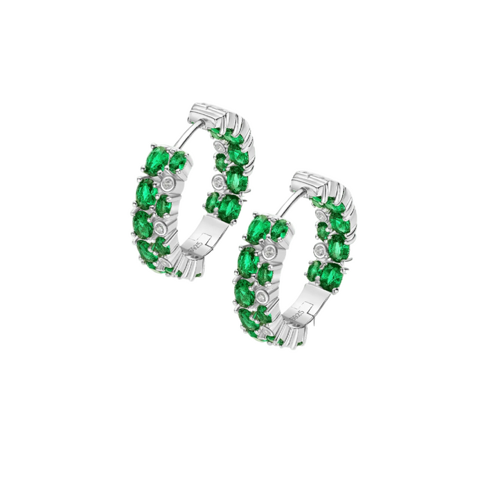 Emerald Cluster Hoop Earrings - Gem Vivi
