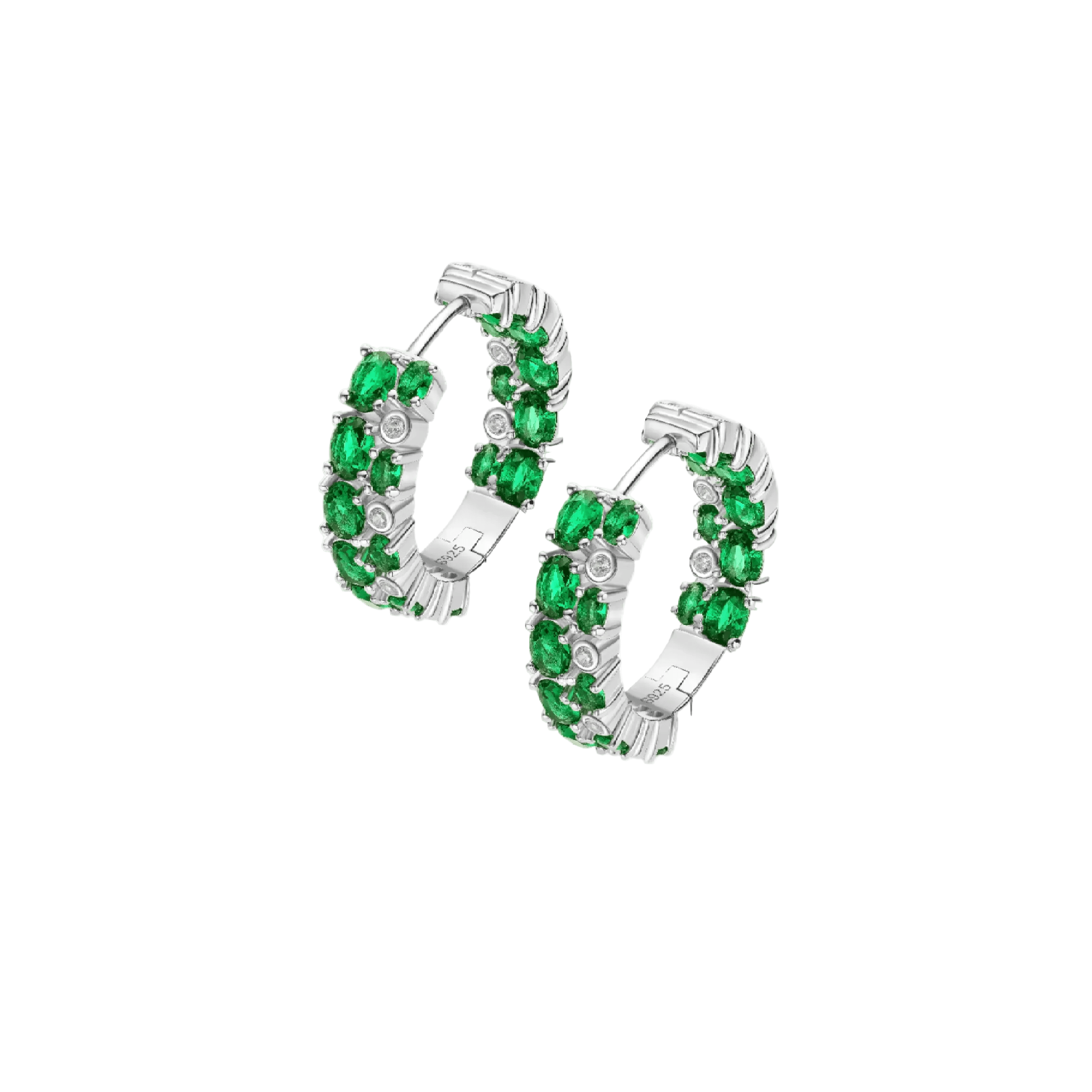 Emerald Cluster Hoop Earrings - Gem Vivi