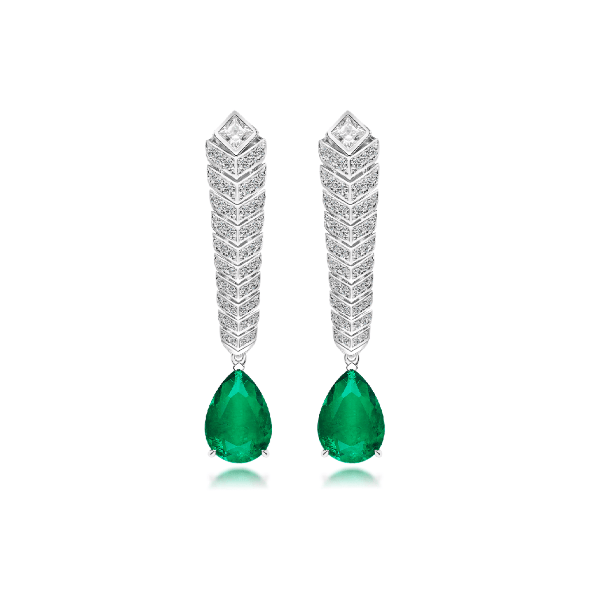 Emerald Drop Feather Earrings - Gem Vivi