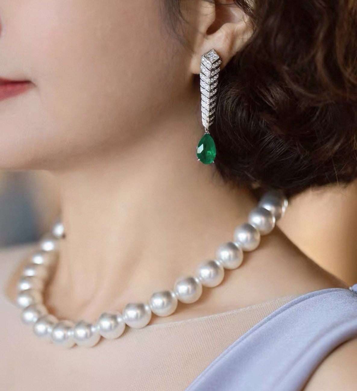 Emerald Drop Feather Earrings - Gem Vivi