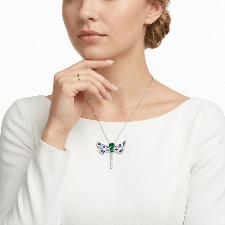 Emerald Enchanted Dragonfly Necklace - Gem Vivi