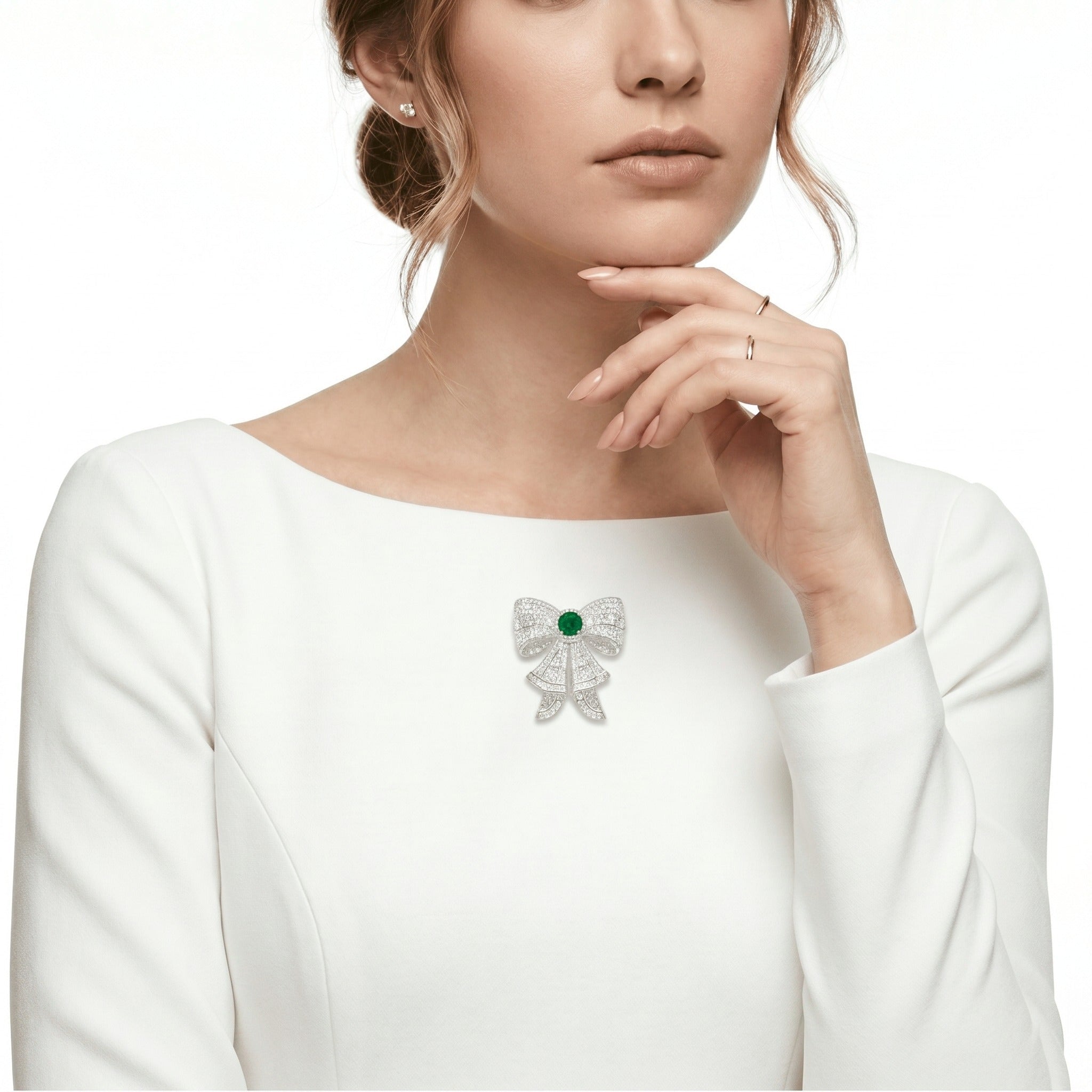 Emerald Grace Bow Brooch - Gem Vivi
