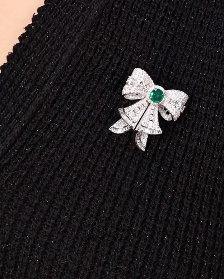 Emerald Grace Bow Brooch - Gem Vivi