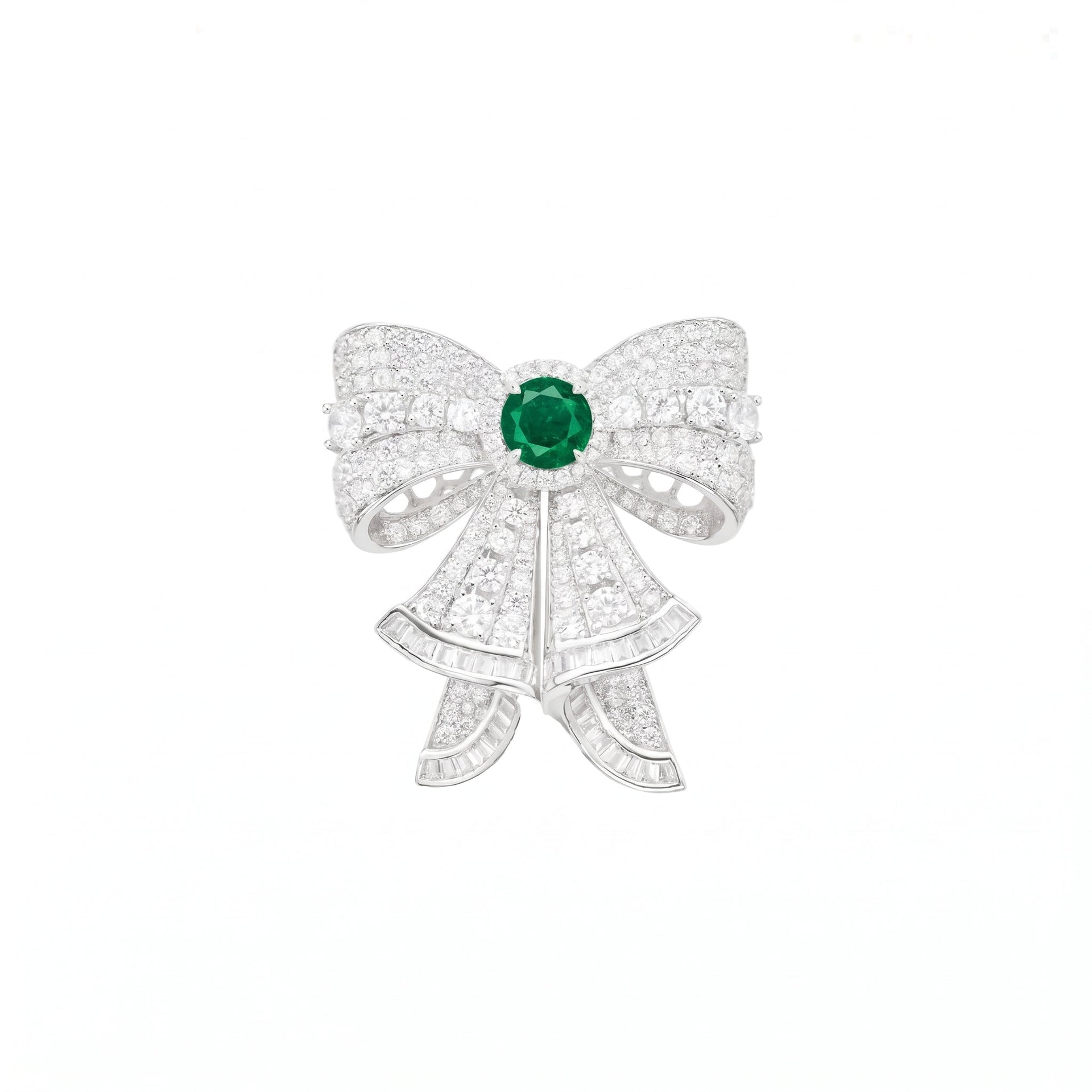 Emerald Grace Bow Brooch - Gem Vivi