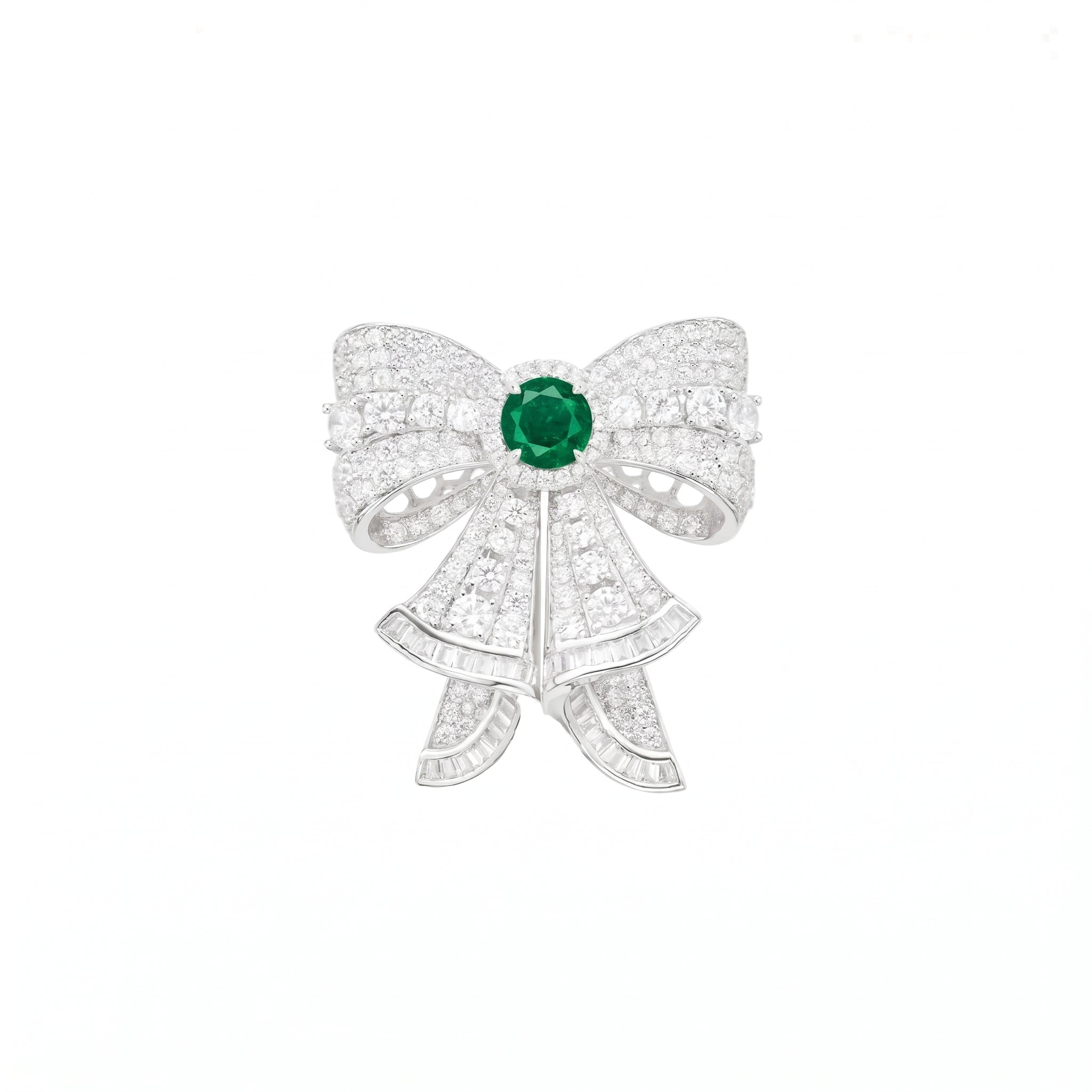 Emerald Grace Bow Brooch - Gem Vivi