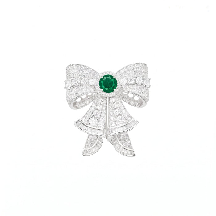 Emerald Grace Bow Brooch - Gem Vivi