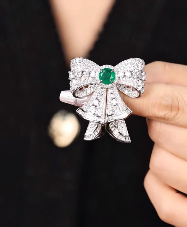 Emerald Grace Bow Brooch - Gem Vivi