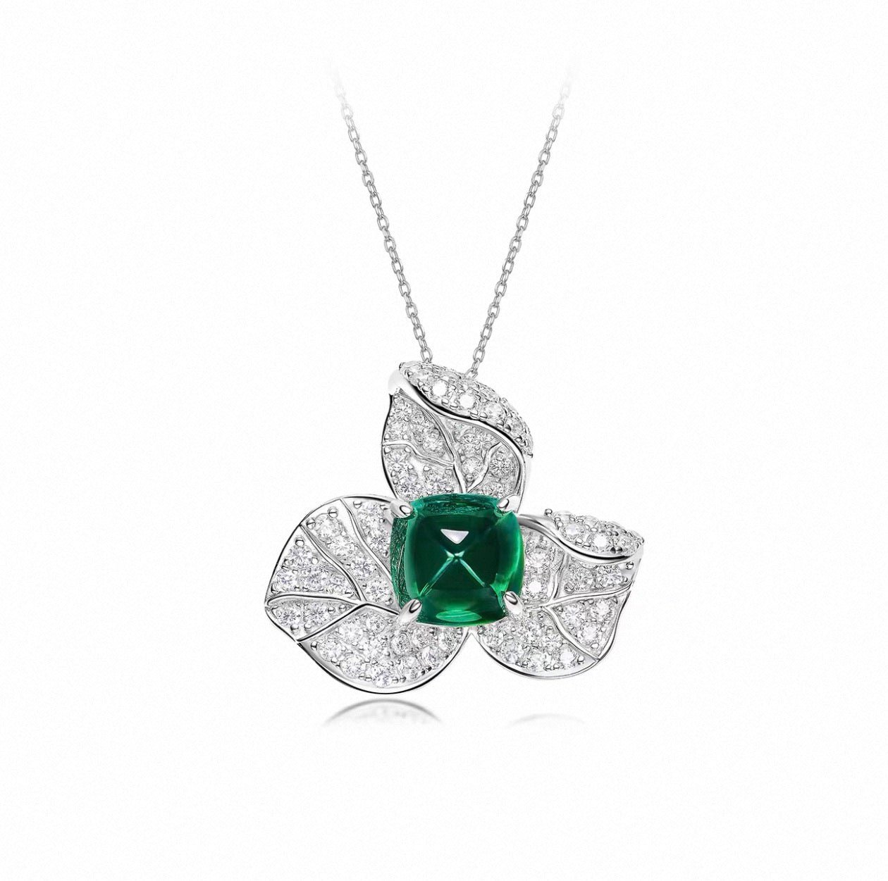 Emerald Leaf Bloom Pendant Necklace - Gem Vivi