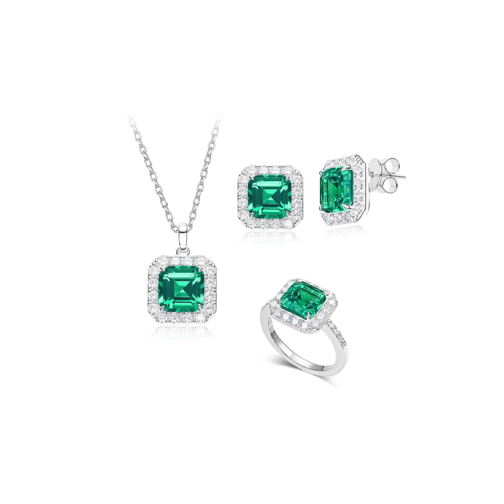 Emerald Lumina Halo Necklace - Gem Vivi