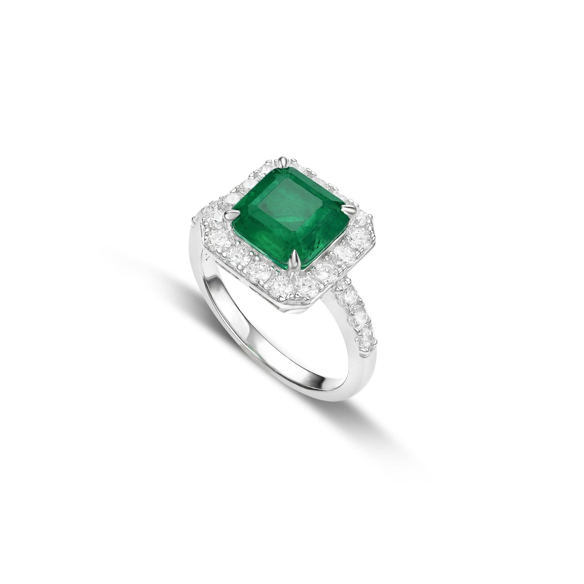 Emerald Lumina Halo Ring - Gem Vivi