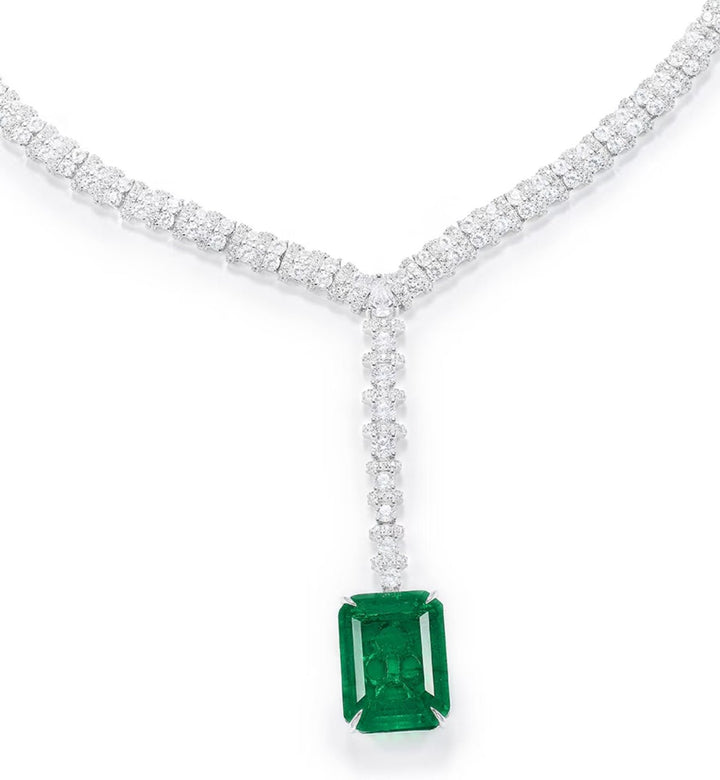 Emerald Luster Drop Statement Necklace - Gem Vivi