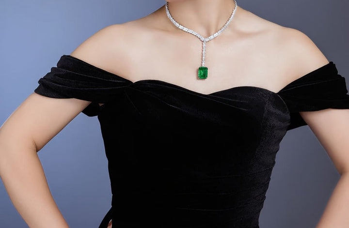 Emerald Luster Drop Statement Necklace - Gem Vivi