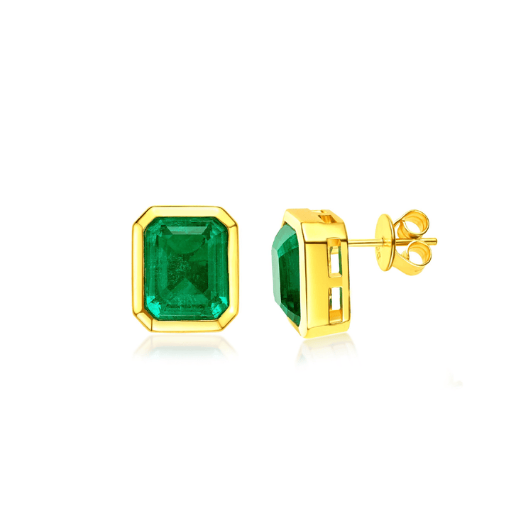 Emerald luxe Golden Stud Earrings - Gem Vivi
