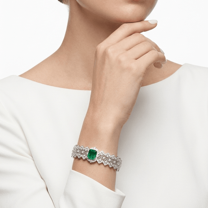 Emerald Mesh Bracelet - Gem Vivi