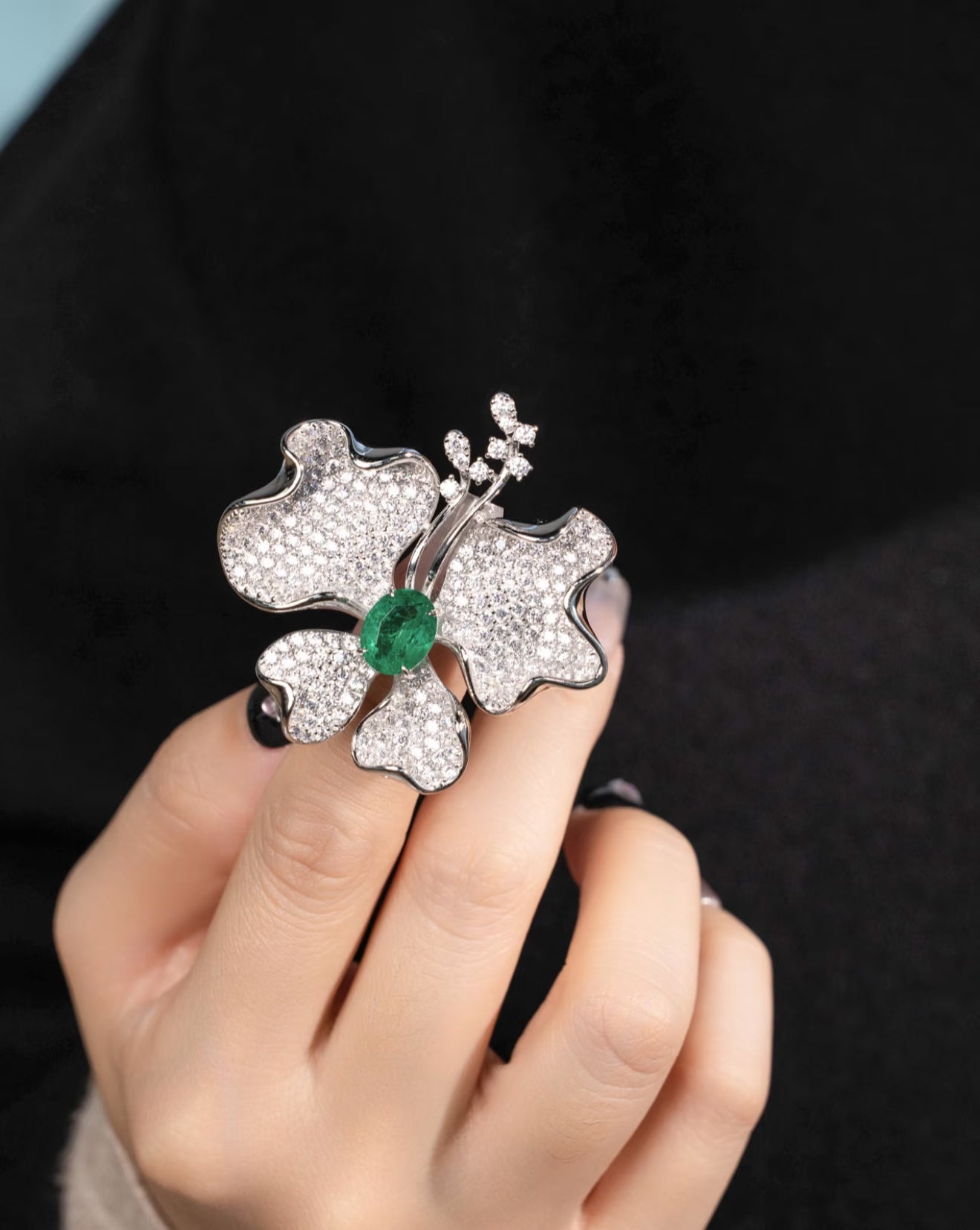 Emerald Orchid Brooch - Gem Vivi