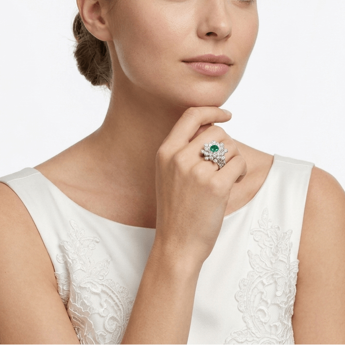 Emerald Snowflake Ring - Gem Vivi