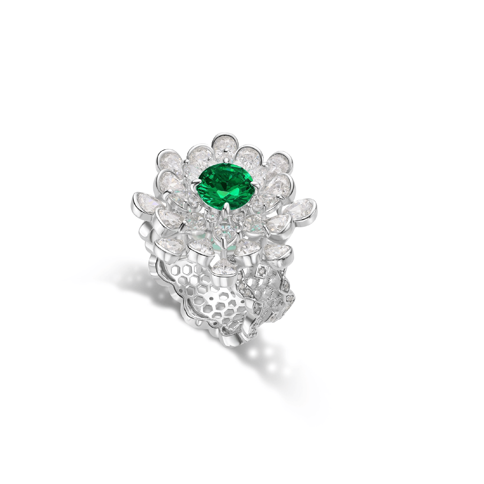 Emerald Snowflake Ring - Gem Vivi