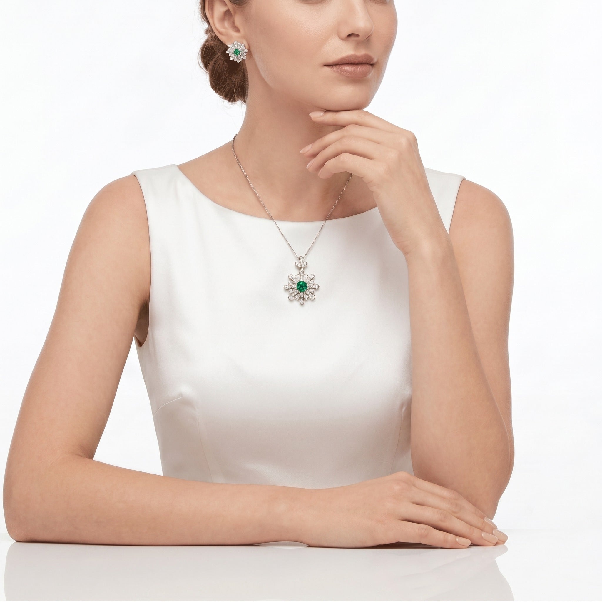 Emerald Snowflake Stud Earrings - Gem Vivi