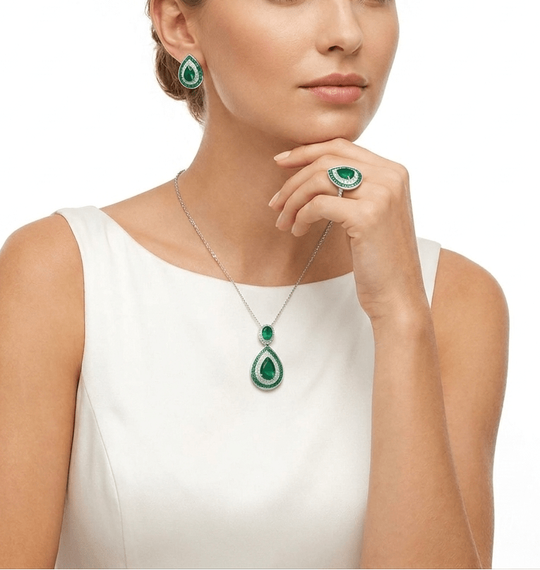 Emerald Teardrop Earrings - Gem Vivi