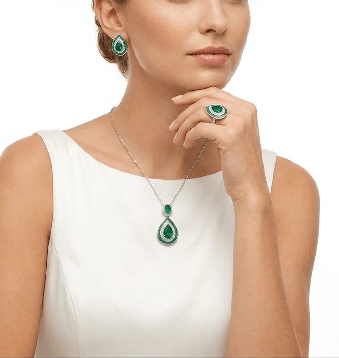 Emerald Teardrop Earrings - Gem Vivi