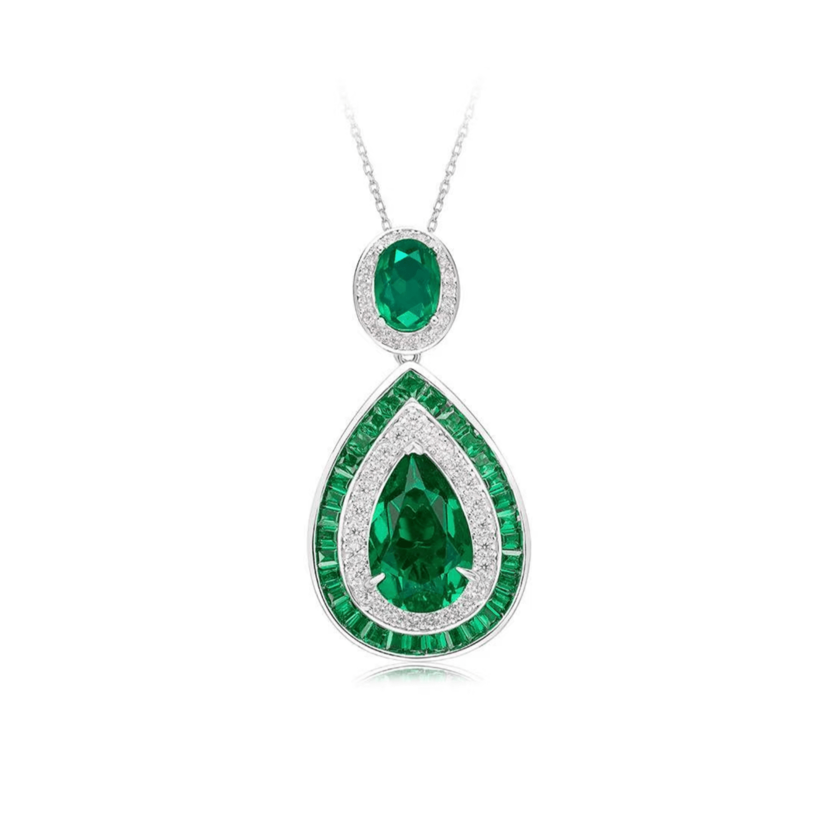 Emerald Teardrop Pendant Necklace - Gem Vivi