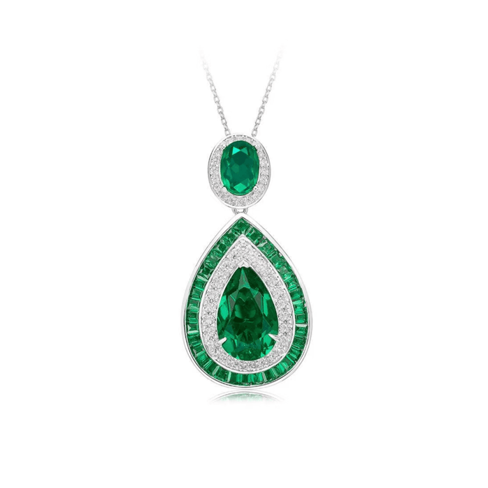 Emerald Teardrop Pendant Necklace - Gem Vivi