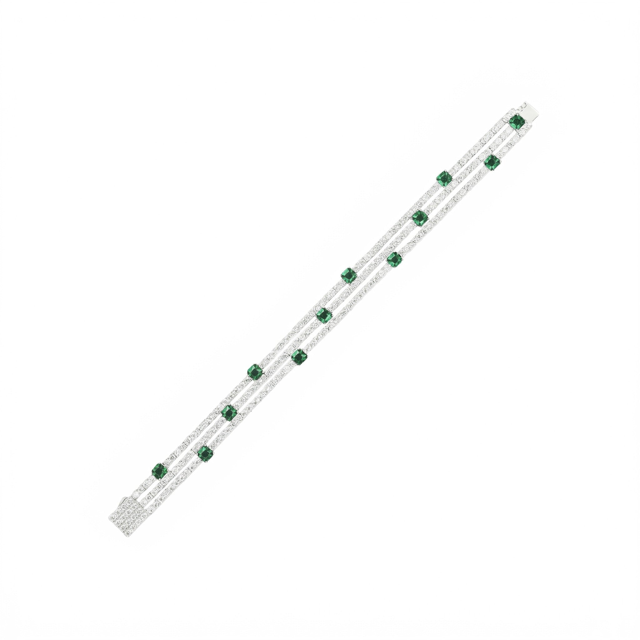 Emerald Triple Row Tennis Bracelet - Gem Vivi
