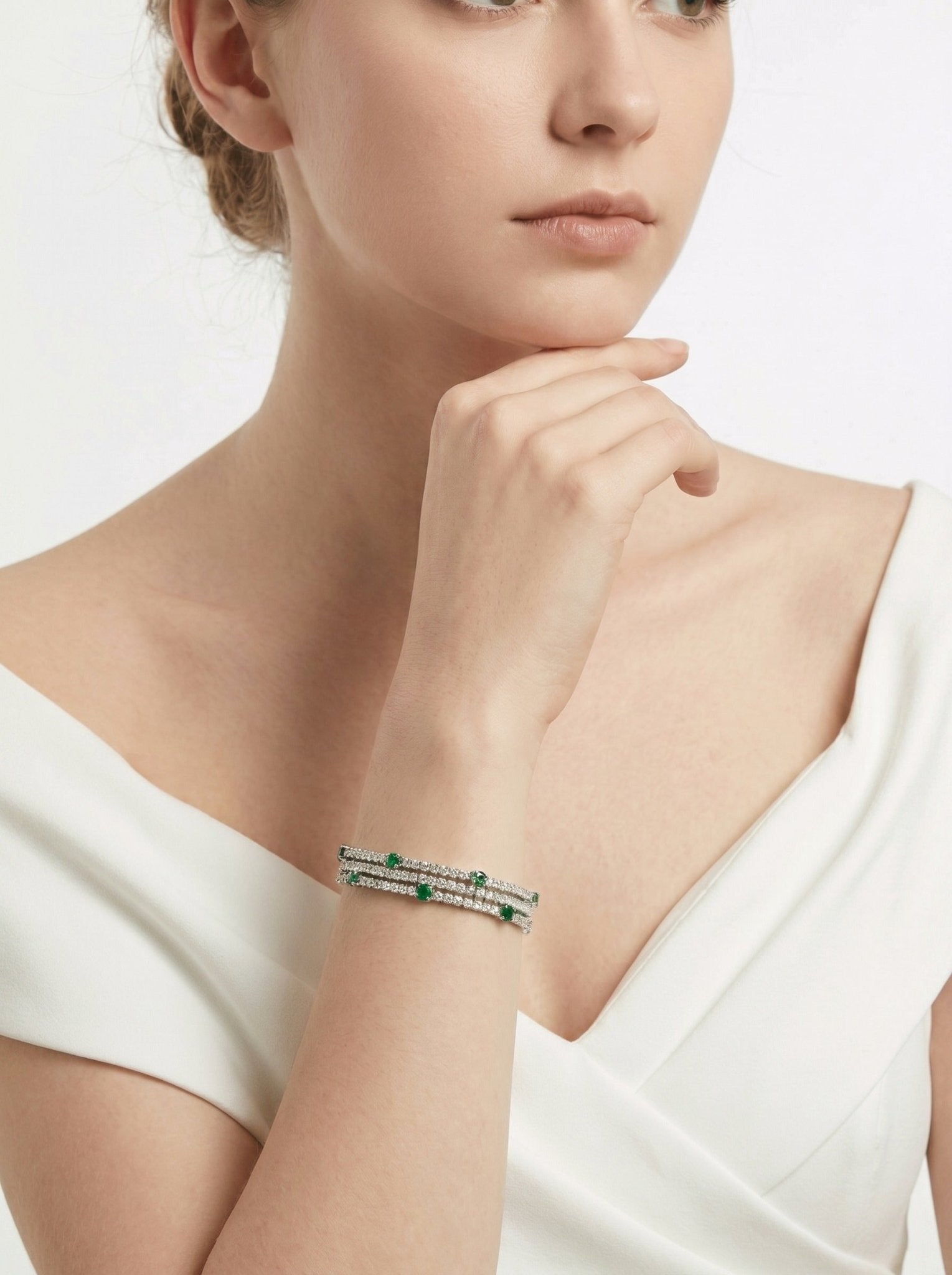 Emerald Triple Row Tennis Bracelet - Gem Vivi