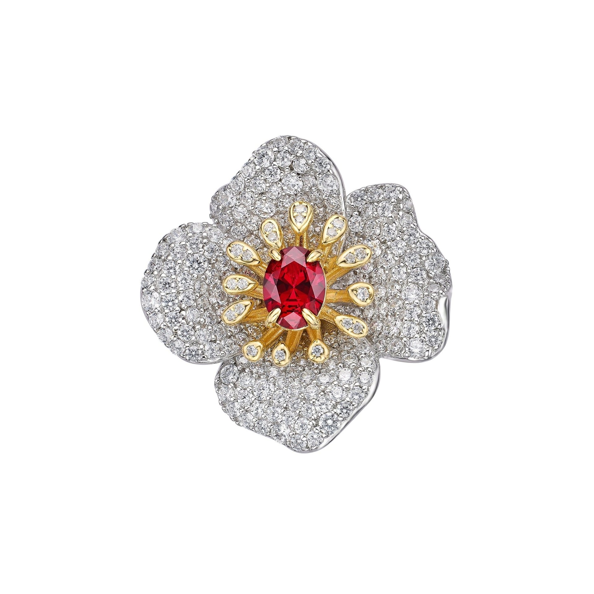 Flower Cocktail Ruby Ring - Gem Vivi