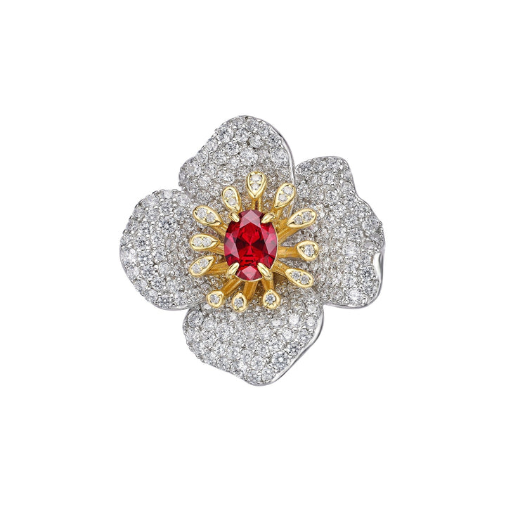 Flower Cocktail Ruby Ring - Gem Vivi