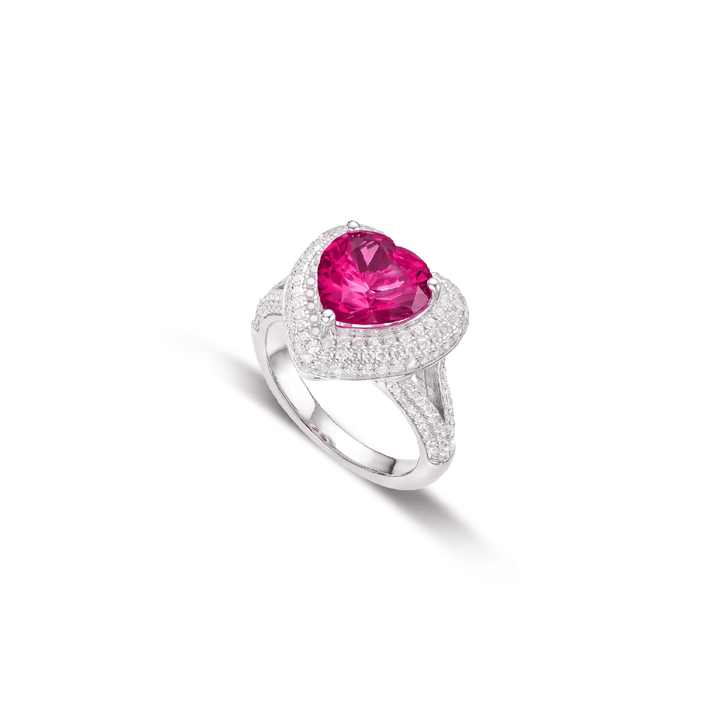 Fuchsia Flame Pink Heart Ring - Gem Vivi