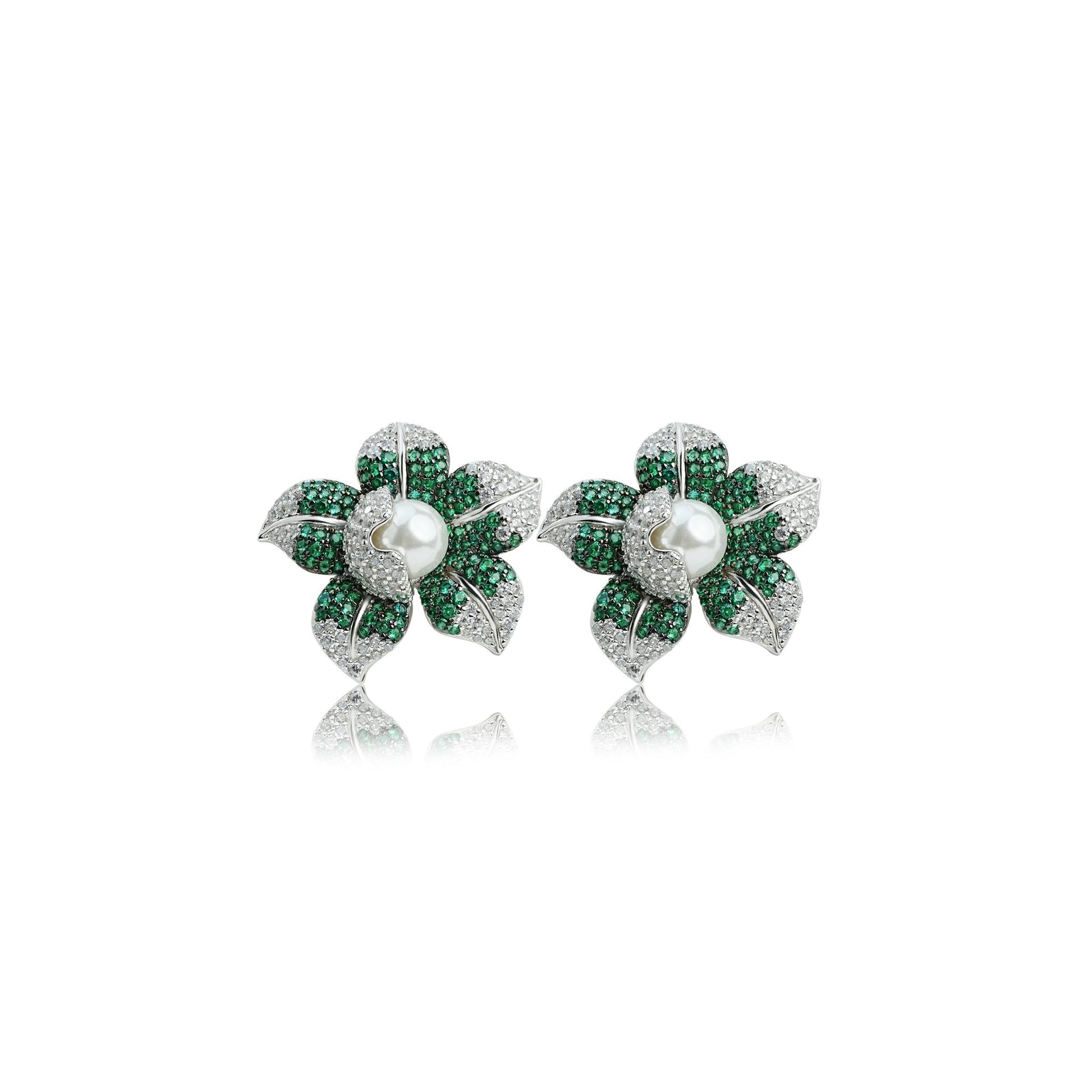 Garden Bloom Emerald Pearl Earrings - Gem Vivi