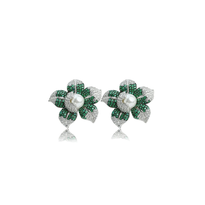 Garden Bloom Emerald Pearl Earrings - Gem Vivi