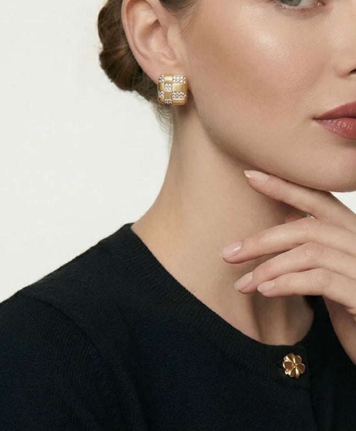 Gilded Woven Glow Studs Earrings - Gem Vivi