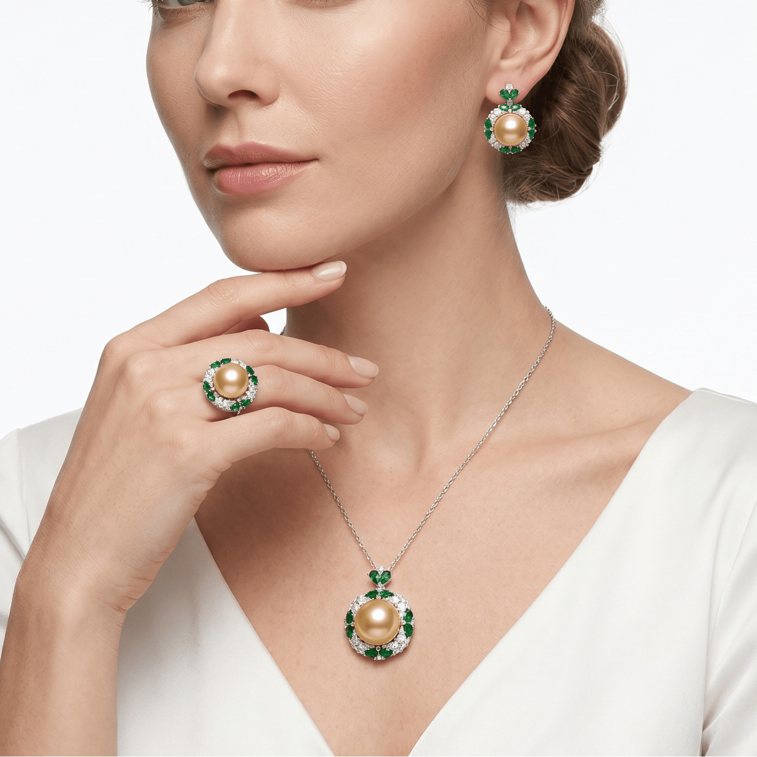 Glowing Pearl Halo Jewelry Set - Gem Vivi