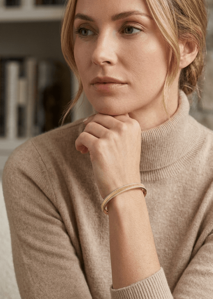 Gold Brushed Radiance Bangle - Gem Vivi