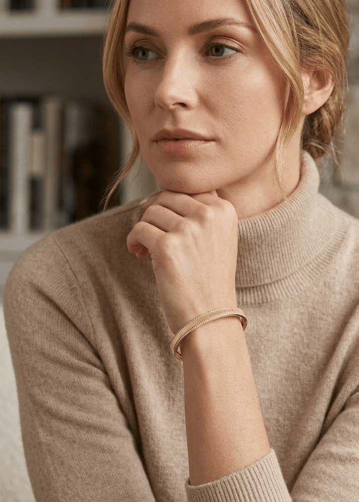 Gold Brushed Radiance Bangle - Gem Vivi