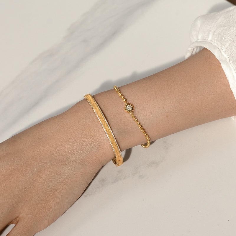 Gold Brushed Radiance Bangle - Gem Vivi