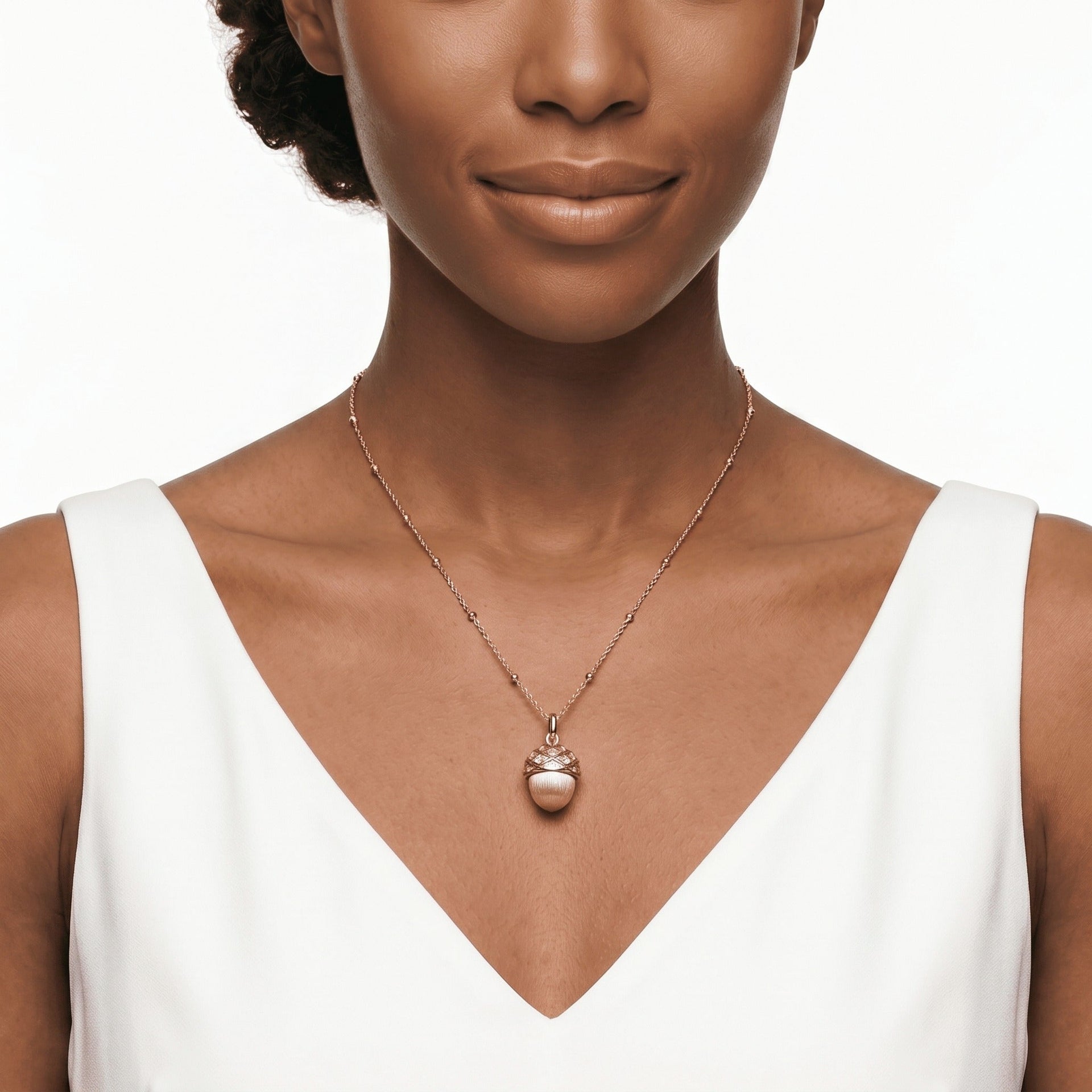 Golden Acorn Charm Necklace - Gem Vivi