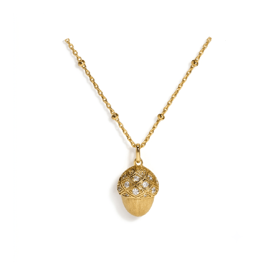 Golden Acorn Charm Necklace - Gem Vivi