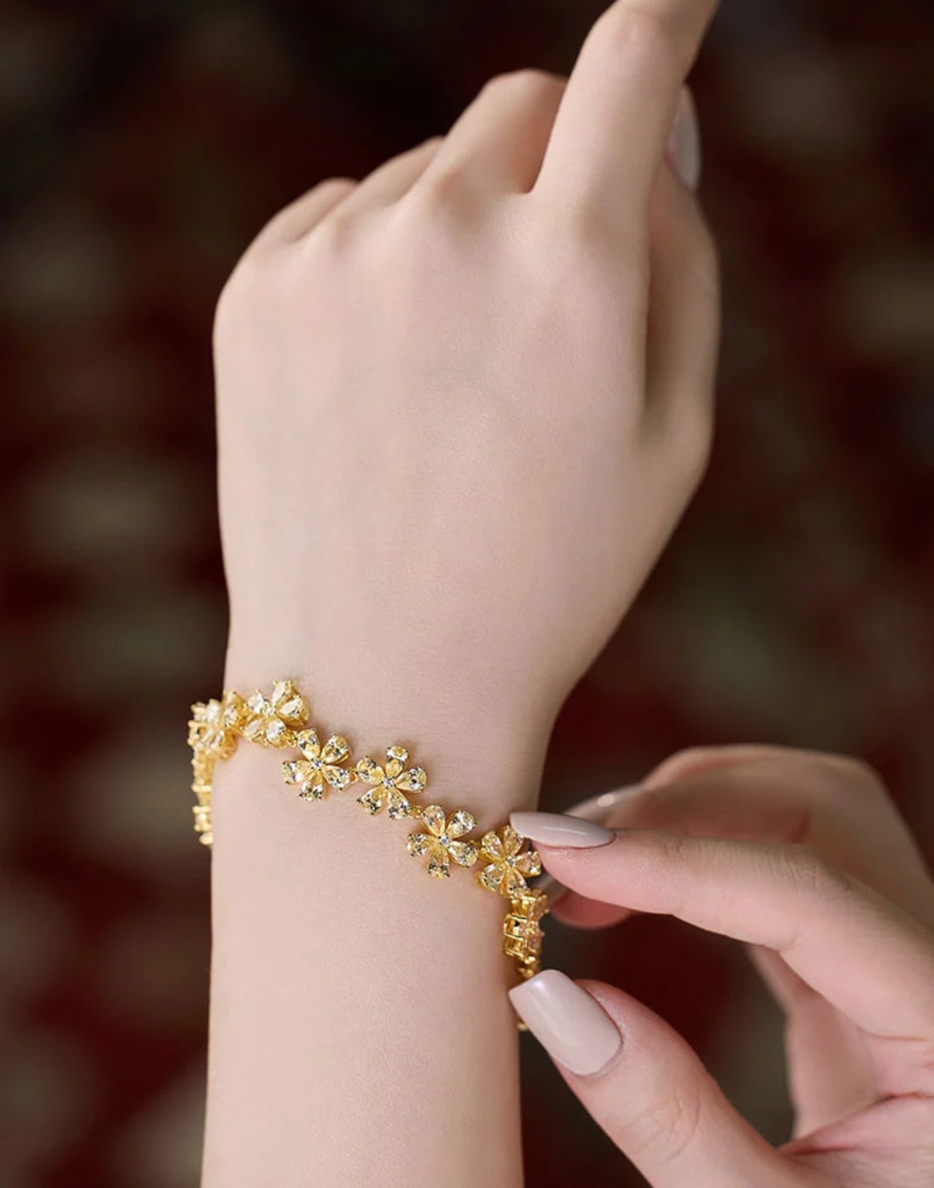 Golden Blossom Floral Bracelet - Gem Vivi