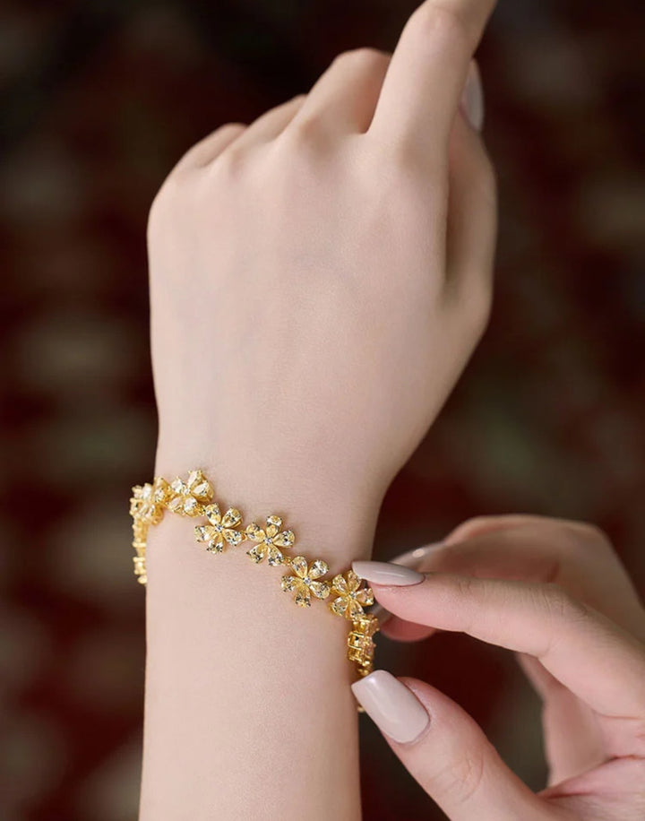 Golden Blossom Floral Bracelet - Gem Vivi