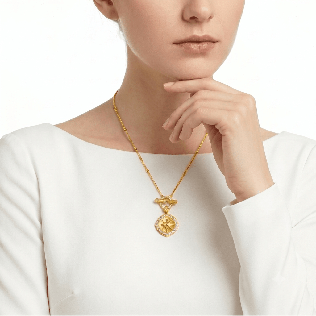 Golden Blossom Medallion Necklace - Gem Vivi